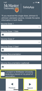 Vaccination details page in MacCheck.