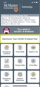 "MacCheck: Your COVID-19 Digital Tool button" in the MacCheck app